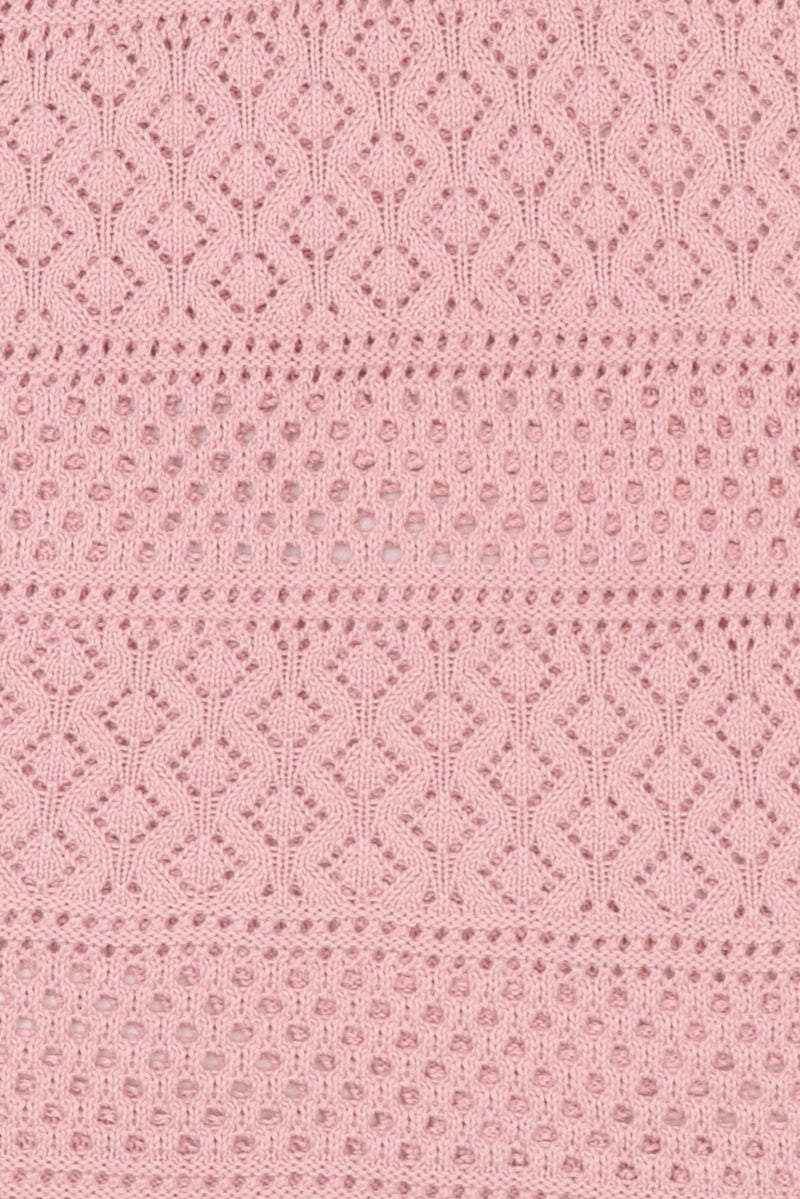 Threadbare Women Crew Neck Long Sleeve Crochet Sweater, Pink - Image 5