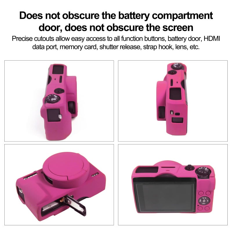 Easy Hood غطاء سهل لكاميرا كانون باور شوت G7 X مارك III الرقمية، غطاء واقي من السيليكون الناعم مع غطاء عدسة قابل للإزالة لكاميرا كانون باور شوت G7X مارك III DSLR (وردي) - Image 5
