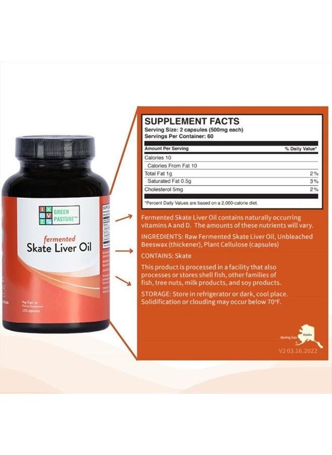 Green Pasture - Fermented Skate Liver Oil 120 Caps - Image 1