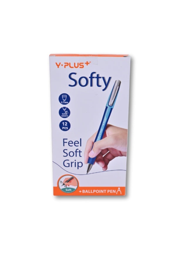 Y plus+ Y-PLUS+ Softy Ballpoint Pens - 0.7mm Super Smooth Writing - 12 Pcs - Image 1