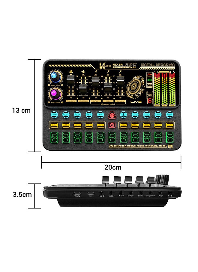 Generic SK500 Portable Live Sound Card Voice Changer Device Audio Mixer Built-in Multiple Sound Effects Rechargeable Battery BT Connection  - Image 5