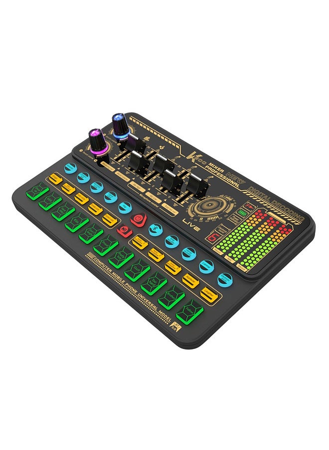 SK500 Portable Live Sound Card Voice Changer Device Audio Mixer Built-in Multiple Sound Effects Rechargeable Battery BT Connection