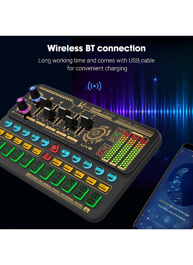 Generic SK500 Portable Live Sound Card Voice Changer Device Audio Mixer Built-in Multiple Sound Effects Rechargeable Battery BT Connection  - Image 4