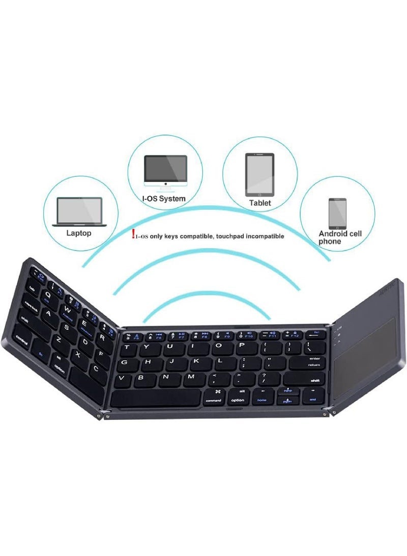 Captaintech Rechargeable Bluetooth Keyboard with Touchpad - Ultra-Portable Wireless Mini Keyboard for PC, Tablet, Samsung, Android u0026 iOS Smartphones ﻿ - Image 3