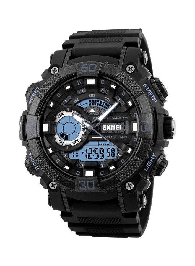 Men's Silicone Analog/Digital Wrist Watch WT-SK-1228-B#D1 - 51 mm - Black - Image 2