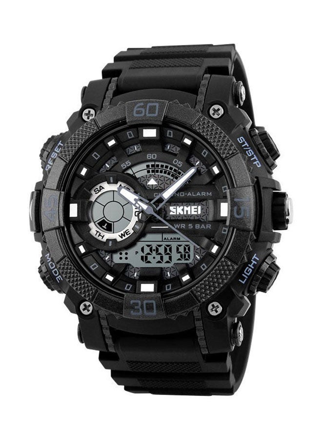 Men's Silicone Analog/Digital Wrist Watch WT-SK-1228-B#D1 - 51 mm - Black - Image 1
