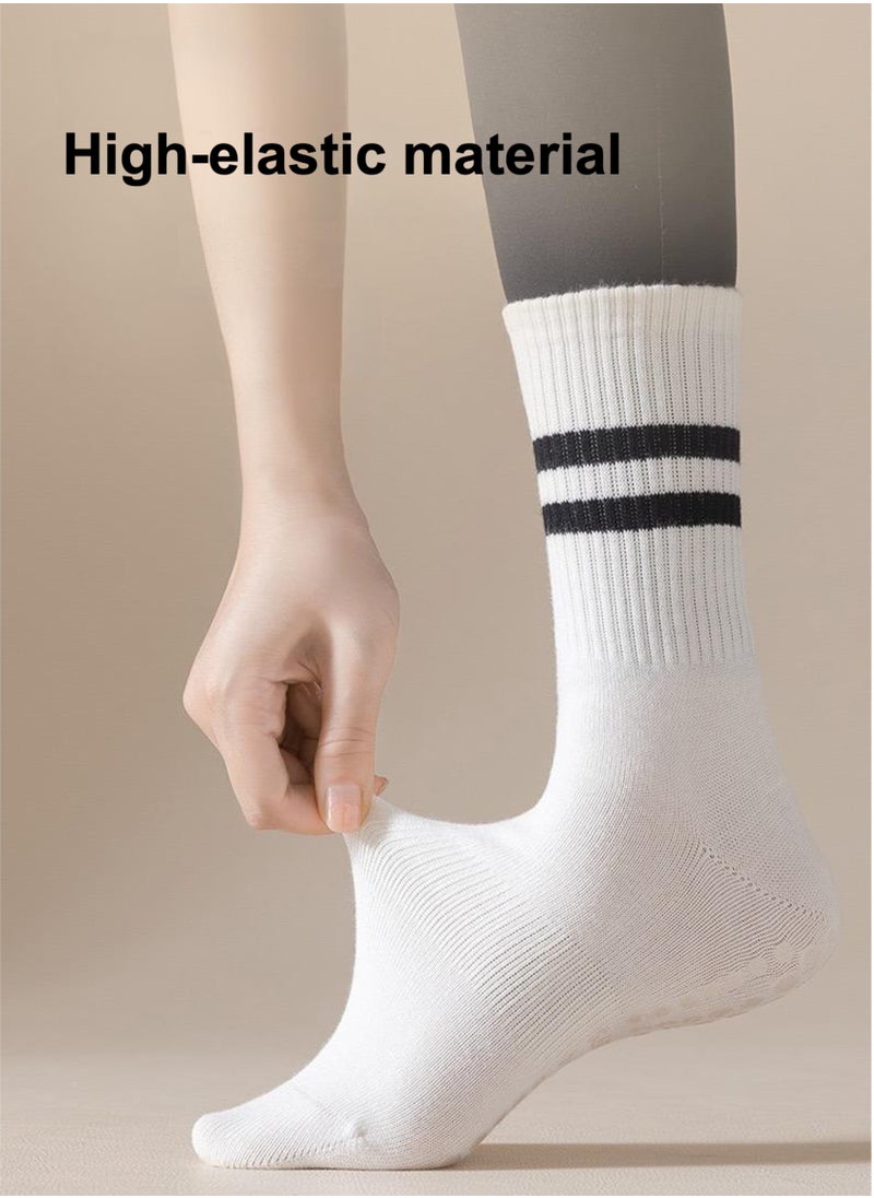 YooA 3-Pair Non-slip Yoga Socks, Cotton Pilates Socks with 3D Silicone Particles, Breathable&Moisture-wicking&Machine-washable, Ideal for Yoga/Pilates/Ballet/Dance/Workout (White+Black+Grey)  - Image 5
