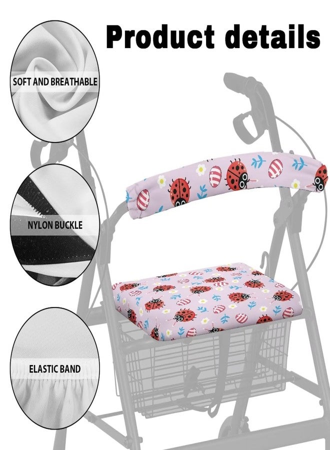 Vanideaoty Ladybug Walker Accessories Flower Accessories for Rollator Soft and Breathable Drive Rollator Decor for Seniors with Seat Gift Covers - Image 5