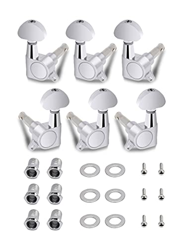 Bogart Sealed String Tuning Pegs Tuning Keys Grover Machine Heads Tuners for Electric Guitar or Acoustic Guitar Half Round 3 Left 3 Right Chrome. (TP 06-CR-3L 3R) - Image 1