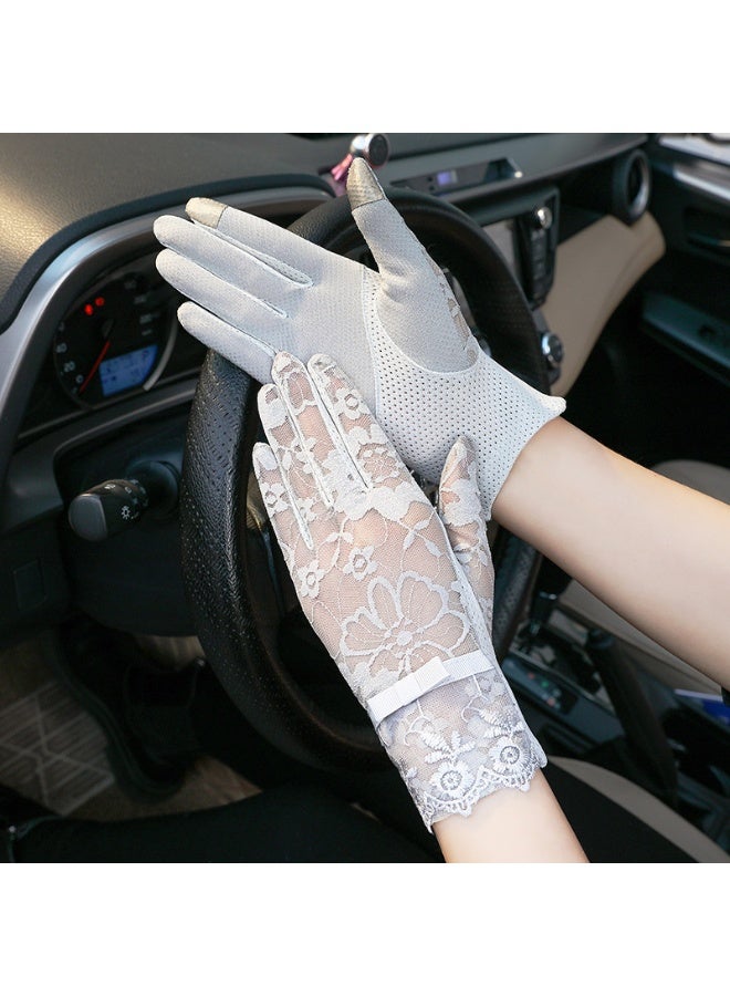 Summer Women Sun UV Protection Lace Gloves Ladies Short Driving Gloves Touch Screen - Image 1