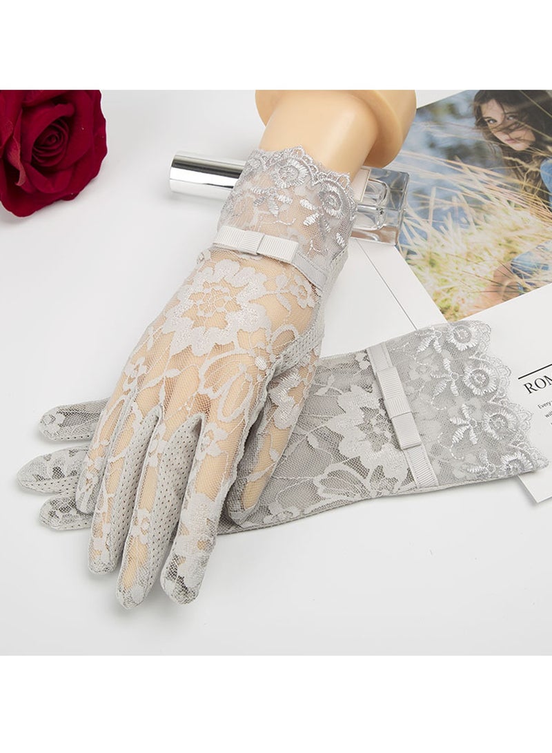 Summer Women Sun UV Protection Lace Gloves Ladies Short Driving Gloves Touch Screen - Image 2