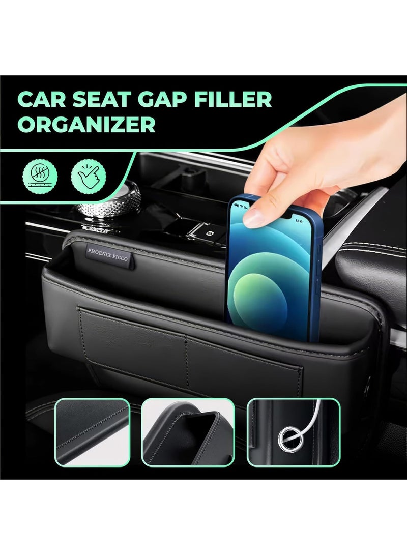 اكسسوارات سياره، منظم مساحة تخزين مقعد السيارة الأمامي ووحدة التحكم الجانبية، صندوق تخزين جانبي، أسود - Image 3