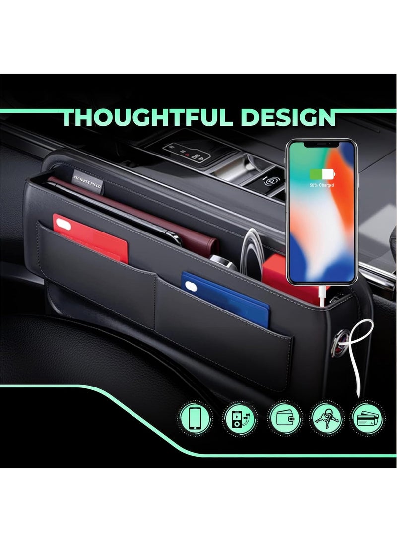 اكسسوارات سياره، منظم مساحة تخزين مقعد السيارة الأمامي ووحدة التحكم الجانبية، صندوق تخزين جانبي، أسود - Image 5