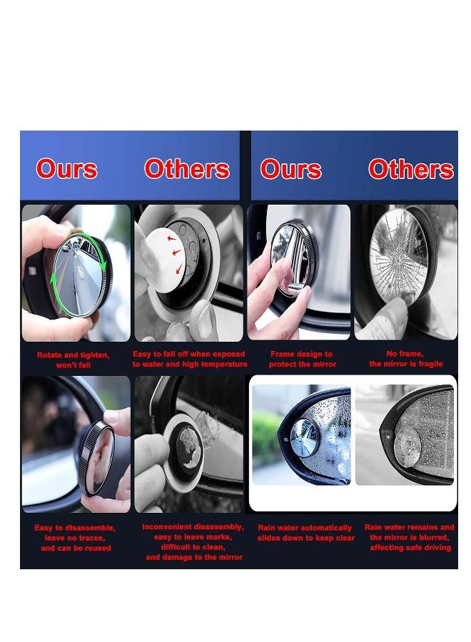 Generic Car Blind Spot Mirror, Round HD Glass with Framed Convex Rear View Mirror with Wide Angle Adjustable Sucker for All Universal Vehicles Car Fit Stick-on Design - Image 2