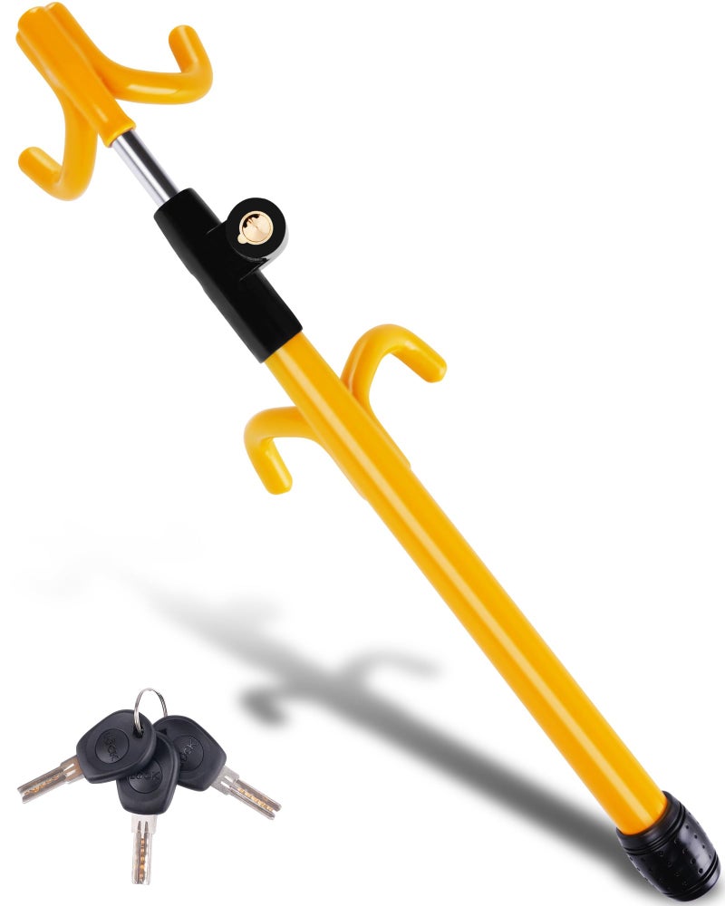 Tevlaphee Car Steering Wheel Lock Great Deterrent Adjustable Car Lock Steering Wheel Anti Theft Car Device for Vehicles,Trucks,Vans,SUVs (Yellow) - Image 1
