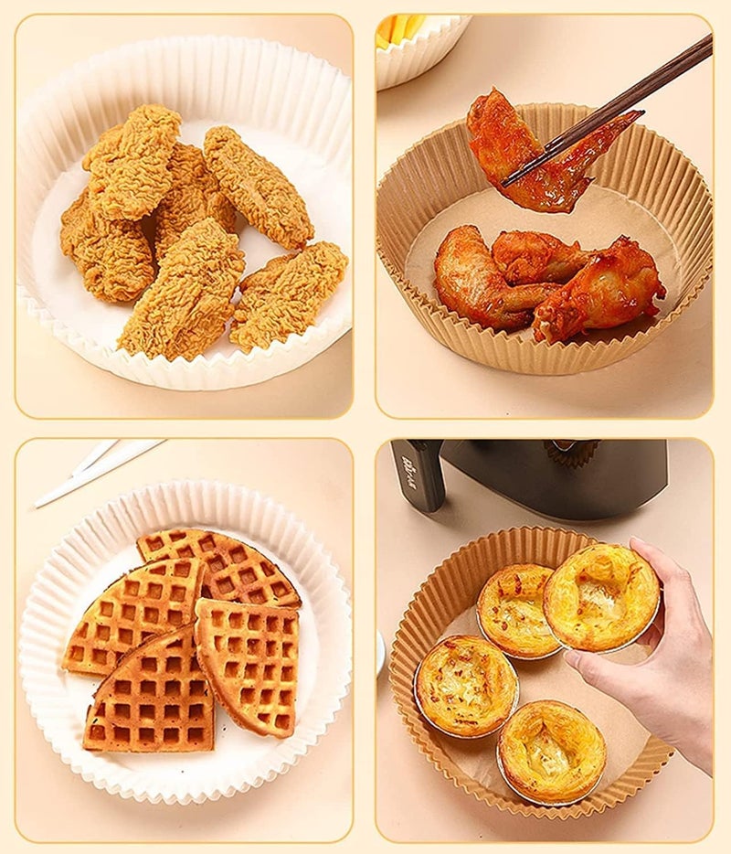 THECLOUDMALL Air Fryer Disposable Paper Liner Disposable air Fryer Paper Liners, Water-Proof, Oil-Proof, Food Grade Parchment for Baking Roasting Microwave (50PC Air Fryer Paper Brown) - Image 2