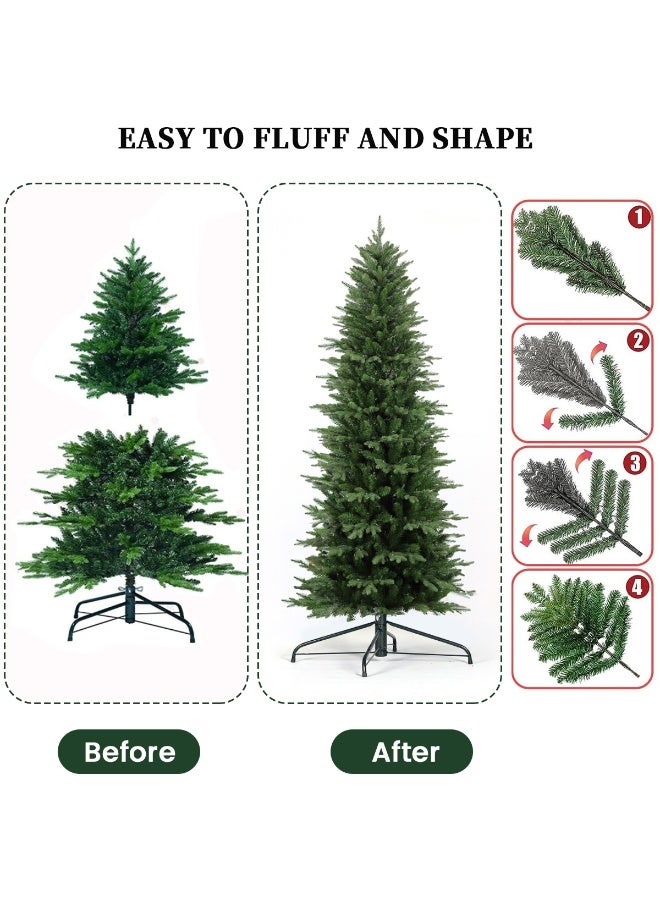VUCATIN Artificial Skinny Christmas Tree Unlit Spruce Slim Pencil Xmas Tree with PE&PVC Mixed Branch Tips Hinged Pine Tree with Metal Stand for Home Office Décor - Image 2