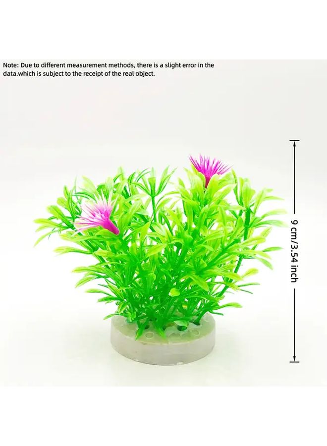 Aquarium Decorations Artificial Plants Green Leaves Pink Flowers Resin Fish Tank Ornaments - Image 3