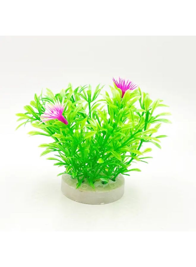 Aquarium Decorations Artificial Plants Green Leaves Pink Flowers Resin Fish Tank Ornaments - Image 5