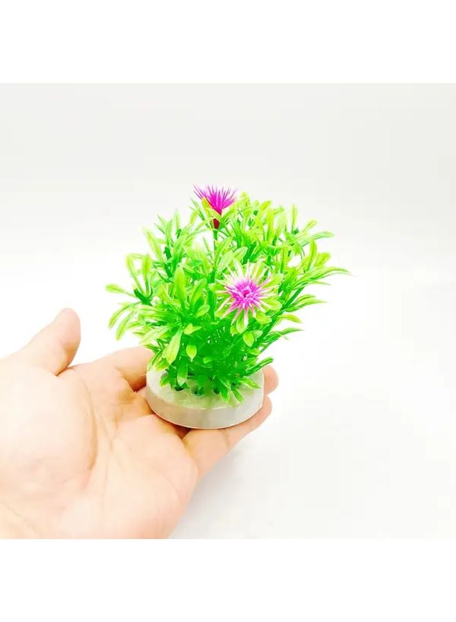 Aquarium Decorations Artificial Plants Green Leaves Pink Flowers Resin Fish Tank Ornaments - Image 4