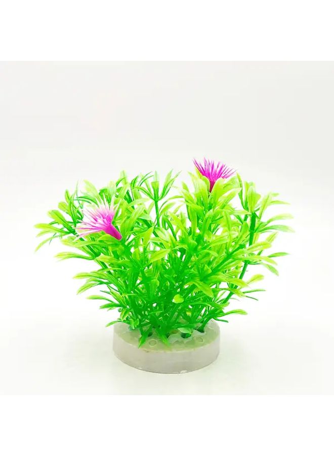 Aquarium Decorations Artificial Plants Green Leaves Pink Flowers Resin Fish Tank Ornaments - Image 1