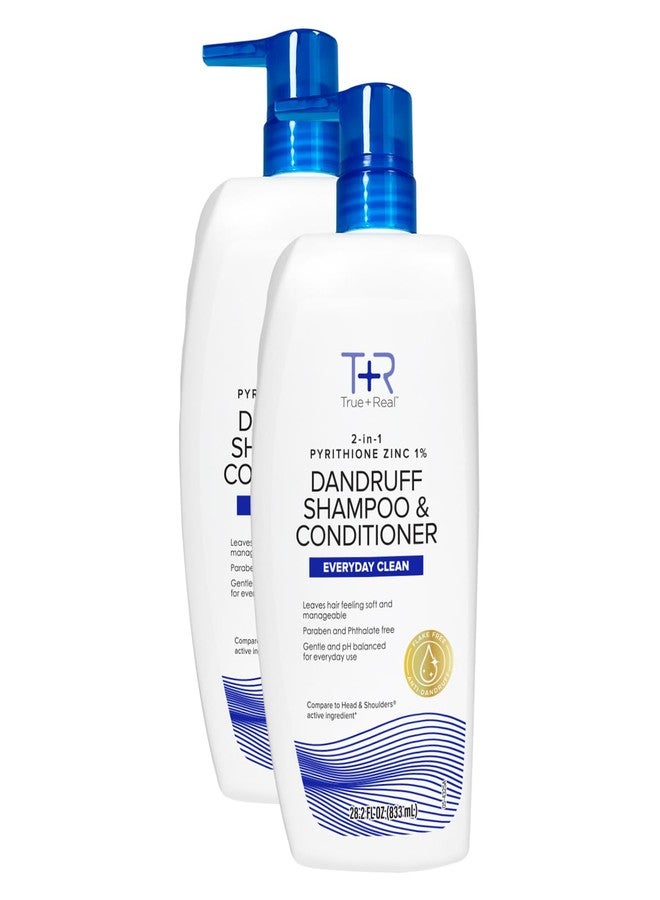 True+Real Mens 2 in 1 Anti Dandruff Shampoo + Conditioner Scalp Care 28.2 oz, 2 pack - Image 1