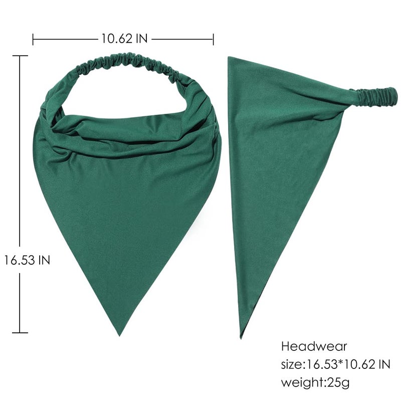 Vercret 6 Pack Hair Scarf Headband for Women - Elastic Hair Kerchief Large Boho Triangle Bandana Head Scarf with Clips Non Slip Solid Color Headbands Hair Scarves Hair Accessories for Teen Girls - Image 4