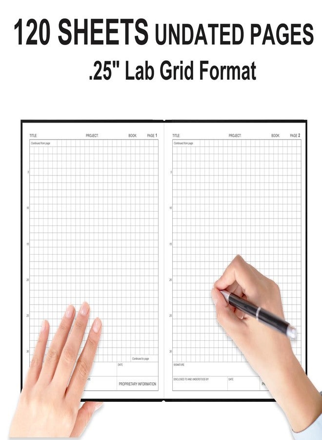 Tuun Fuplan Engineering Notebook - 130 Pages Engineer Graph Paper Notebook with .25" Engineering Grid Format, 8" x 10", Section Sewn Hardcover Grid Notebook for School Supplies, Black - Image 2