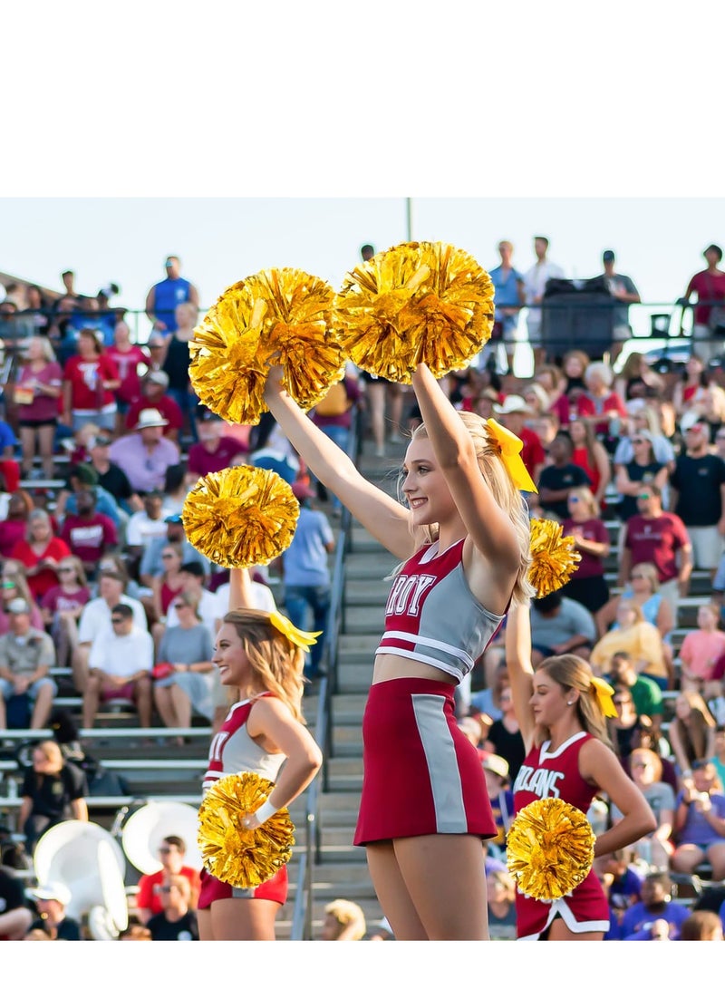 KASTWAVE 6Pcs Cheerleading Pom Poms Matte Metallic Foil Cheer Pompoms with Baton Handle, Kids Adults Team Spirit Cheering Stuff for Sports Games Carnival - Image 5