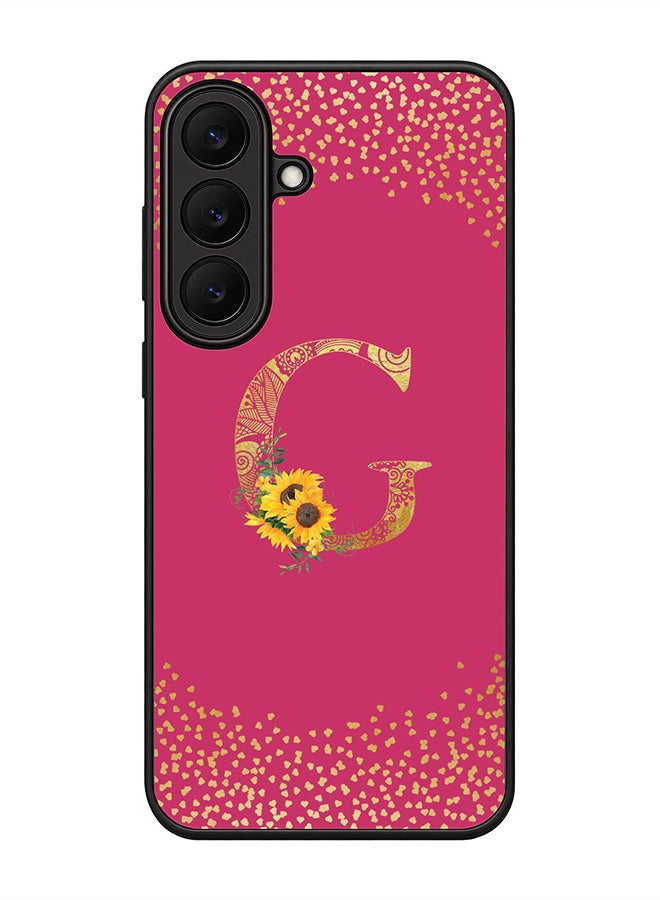 Stylizedd Rugged Case for Samsung Galaxy S26 FE- Slim Fit Hybrid Rubber Cover Sunflower Monogram - G (Deep Pink)