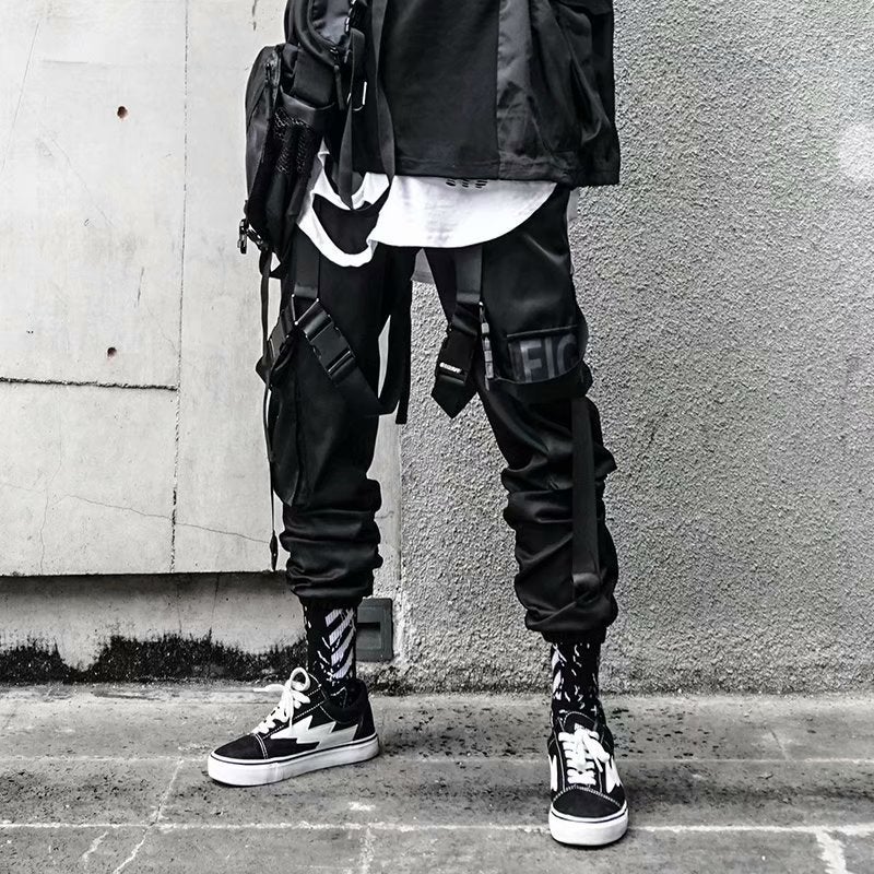 Spring Mens Fashion Cargo Pants Tapered Ankle 20 Black (Twill) 