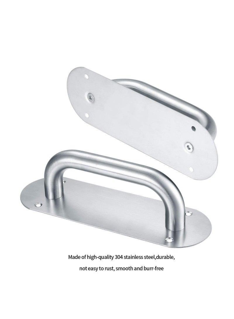 Y&D Door Handles, Pull Push Handles with Back Plate, Sliding Silver Handle Set for Gate Cabinet Cupboard Barn Shed Toilet Door, Heavy Duty Hardware(2 Pcs)  - Image 3