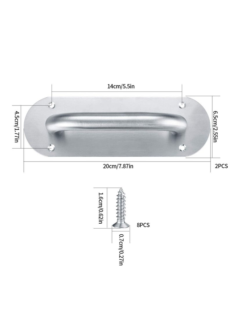 Y&D Door Handles, Pull Push Handles with Back Plate, Sliding Silver Handle Set for Gate Cabinet Cupboard Barn Shed Toilet Door, Heavy Duty Hardware(2 Pcs)  - Image 4