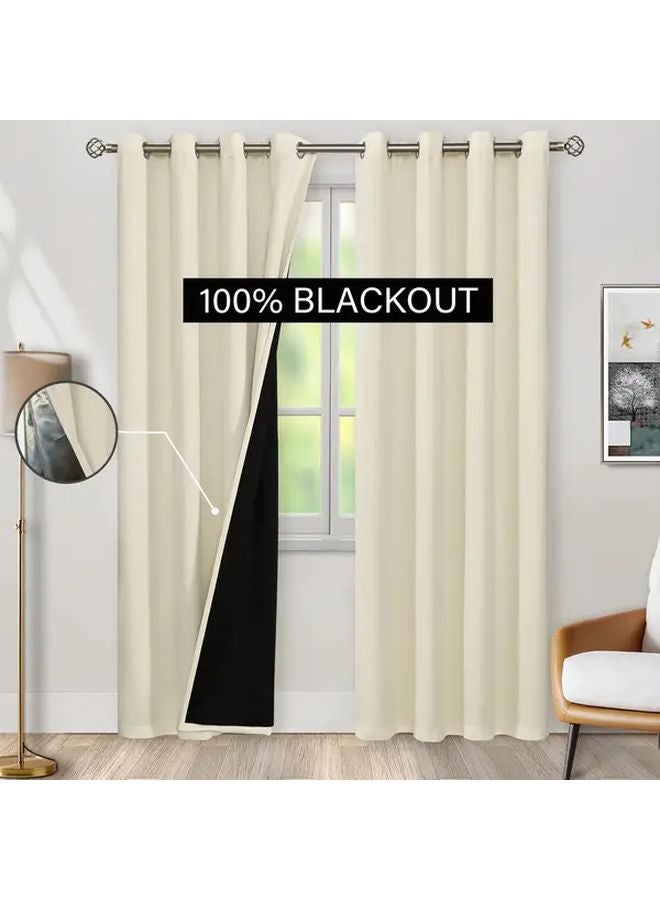 Navy Blue Full Blackout Curtain 52x54 Inch Blackout Window Treatment With Iron Rings - Image 2