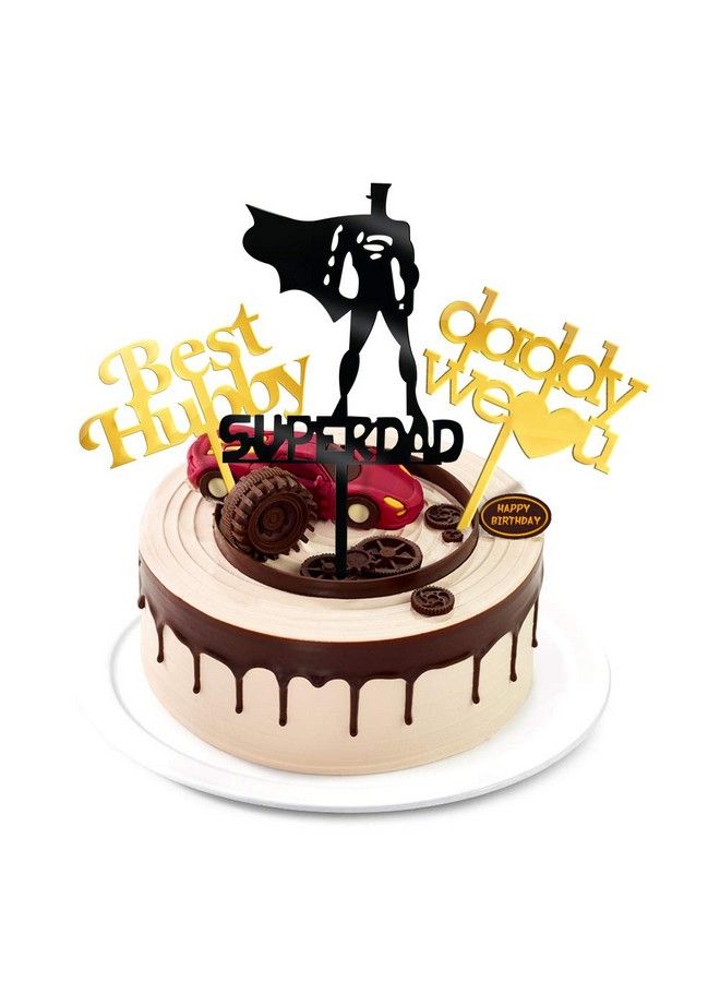 Super Dad Happy Birthday Cake Topper For Men Husband Happy Father Day Cake Topper Bulk Happy 40Th 50Th 60Th 70Th Birthday Decorations For Men Best Dad Ever Fathers Day Gift For Him Husband 5 Pcs