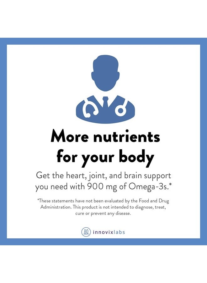InnovixLabs زيت السمك أوميغا-3 بقوة ثلاثية، 900 ملغ أوميغا-3 لكل كبسولة، مغلف بطبقة داخلية خالية من التجشؤ، خالي من الجلوتين، يحتوي على EPA و DHA عاليين لصحة القلب والدماغ والمفاصل، معتمد من IFOS 5 نجوم، 200 كبسولة - Image 5
