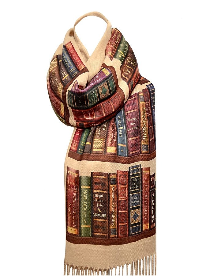 Universal Zone Bookshelf Scarf. Literary Shawl with the famous books' titles, Bookish Gift, Literary Gift, Book Lover Scarf, Librarian gift. - Image 1