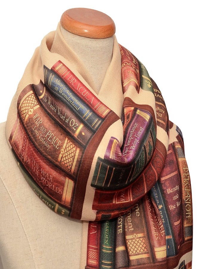 Universal Zone Bookshelf Scarf. Literary Shawl with the famous books' titles, Bookish Gift, Literary Gift, Book Lover Scarf, Librarian gift. - Image 2