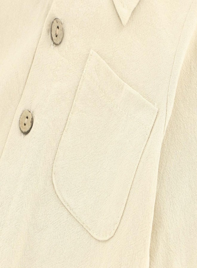 ACESTAR Toddler Baby Boys 2 Pieces Cotton Linen Set Long Sleeve Button Down Shirt Casual Pants Sets Spring Fall Outfits（Beige,80） - Image 3