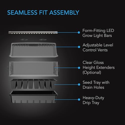 AC Infinity Heavy-Duty Humidity Dome with Full Spectrum LED Grow Light Bars, Samsung LM301H EVO Diodes, 3mm Thickest Dome and 5x8 Trays, Vent Extension Panels, for Seed Starting and Propagation - Image 4