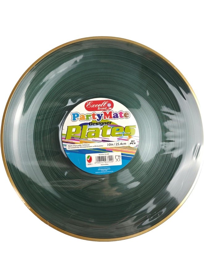 Servewell EXCELL DESIGNER PLATES 10in 10' GREEN+MATT GOLD 