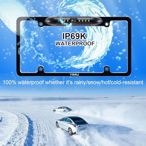 YIMU Backup Camera Vehicle Reversing for Car/SUV/Pickup/Truck/Van/RV/Trailer Single Power Rear View System Driving/Reversing Use IP69 Waterproof Night Vision License Plate Frame Backup Camera - Image 2