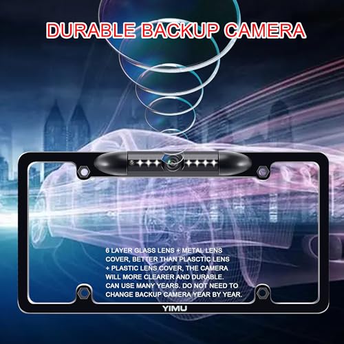 YIMU Backup Camera Vehicle Reversing for Car/SUV/Pickup/Truck/Van/RV/Trailer Single Power Rear View System Driving/Reversing Use IP69 Waterproof Night Vision License Plate Frame Backup Camera - Image 4