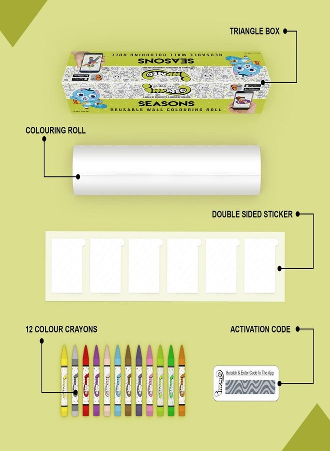 Inkmeo | Seasons Wall Colouring Roll | AR Enabled | Interactive Educational Learning Chart | for Kids | Ages 2+ | Best Gift | Size (6 X 40 Inches Each) | Seasonal Imagery(Pack of 6) - Image 2