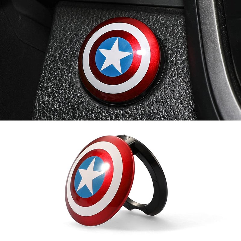 OUMETE Car Engine Start Button Cover ABS Car Ignition Switch Trim Cover Captain America Auto Start Ring - Image 1