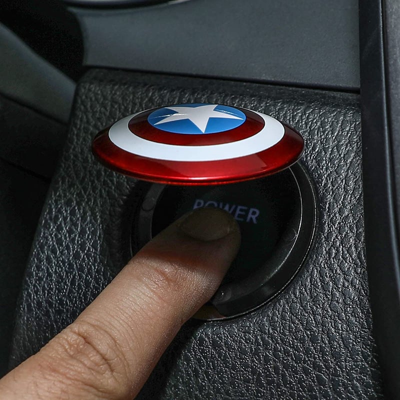 OUMETE Car Engine Start Button Cover ABS Car Ignition Switch Trim Cover Captain America Auto Start Ring - Image 3