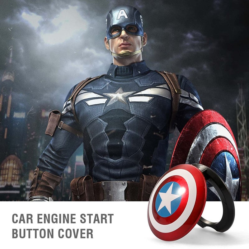 OUMETE Car Engine Start Button Cover ABS Car Ignition Switch Trim Cover Captain America Auto Start Ring - Image 2