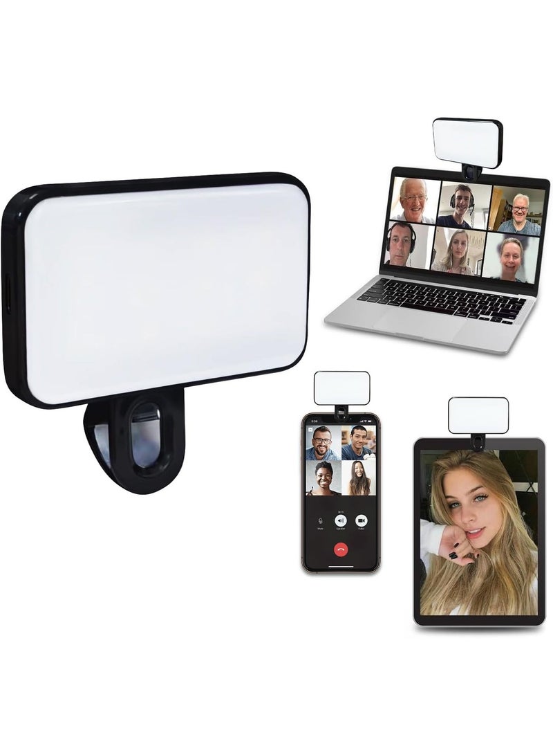Selfie Light, LED Phone Light with 3 Lighting Mode, Portable Phone Ring Light for Selfie, Makeup, Tiktok, Live Stream, Zoom Conference Rechargeable Clip Video Light for Phone, iPad, Camera, Laptop - Image 1