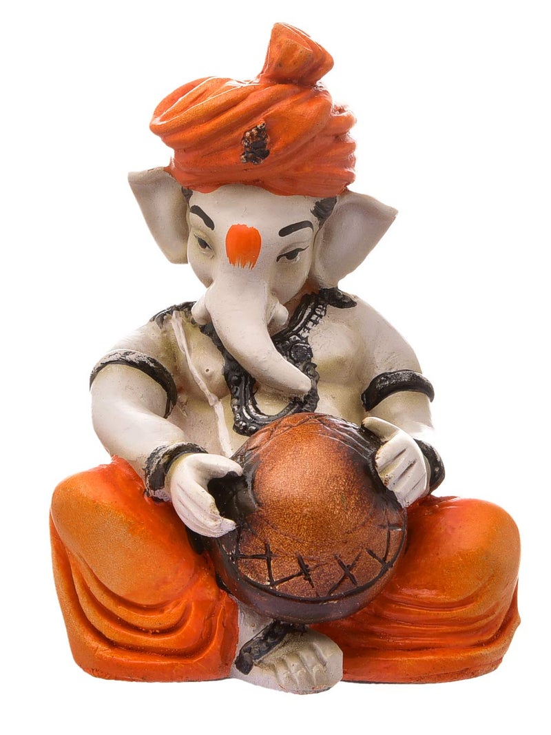 Aadaa Musical Ganesha Polyresin Figurine 8x13x8 in Multicolor - Image 1