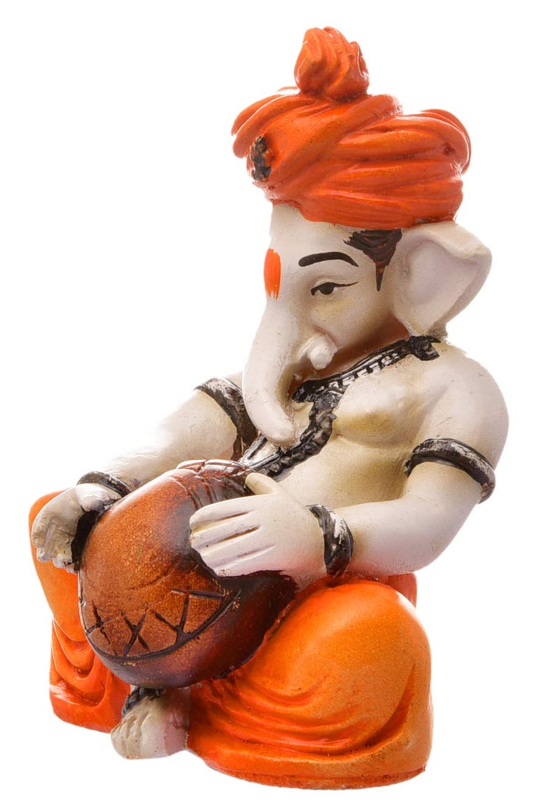 Aadaa Musical Ganesha Polyresin Figurine 8x13x8 in Multicolor - Image 4